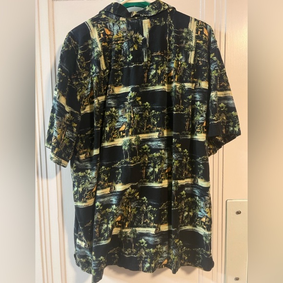 Joe Marlin Men’s XL Black Hawaiian Style Shirt Short Sleeve Palm Trees Tropical - Picture 3 of 3